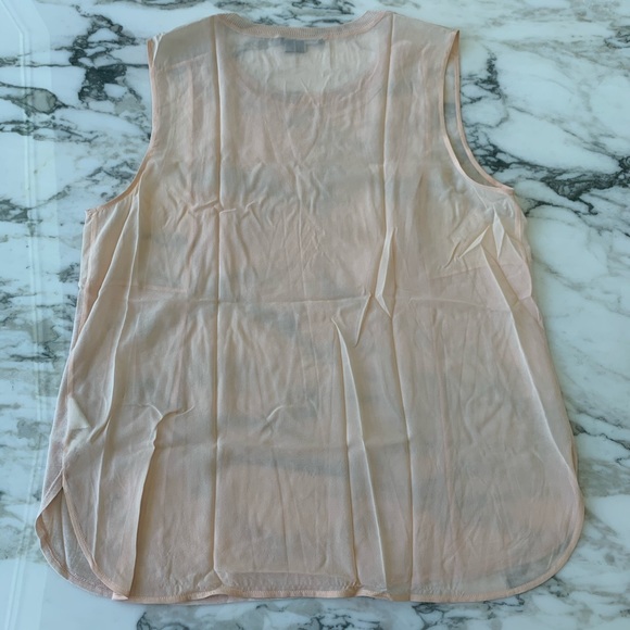 Vince Mixed Media Silk Blend Pale Pink Blouse - Picture 2 of 8